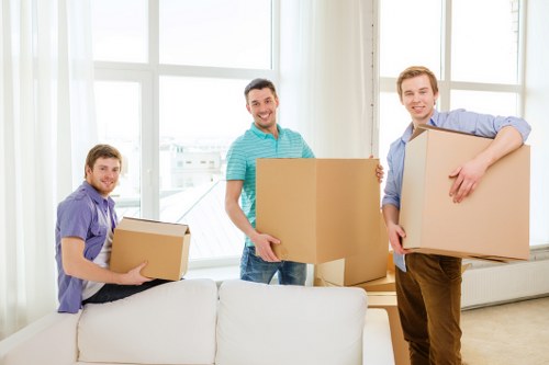 Packed moving boxes prepared for a Clapham Common relocation
